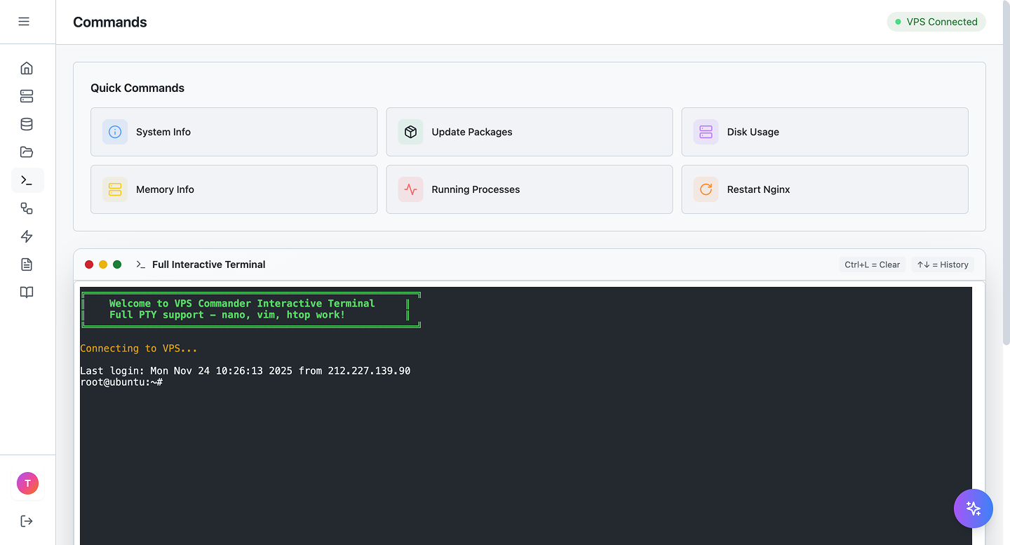 Command execution with real-time output